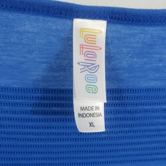 LuLaRoe Women's Royal Blue Wide Stripe Short Sleeve Shirt Top Blouse - Picture 5 of 10